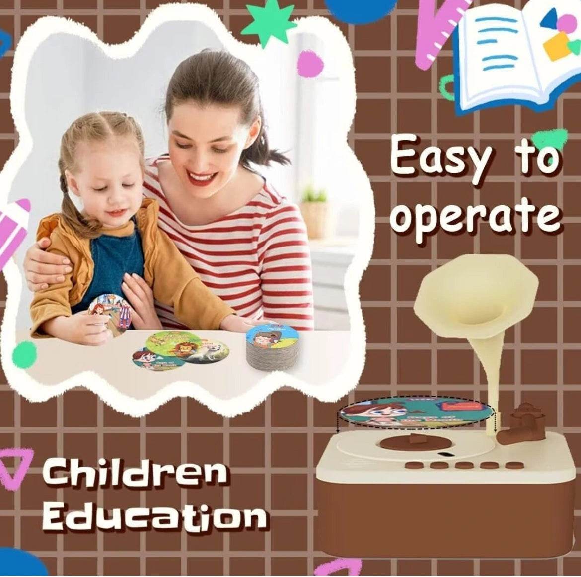 Kids Phonograph for Storytelling and Music Early Education - Toy Rush