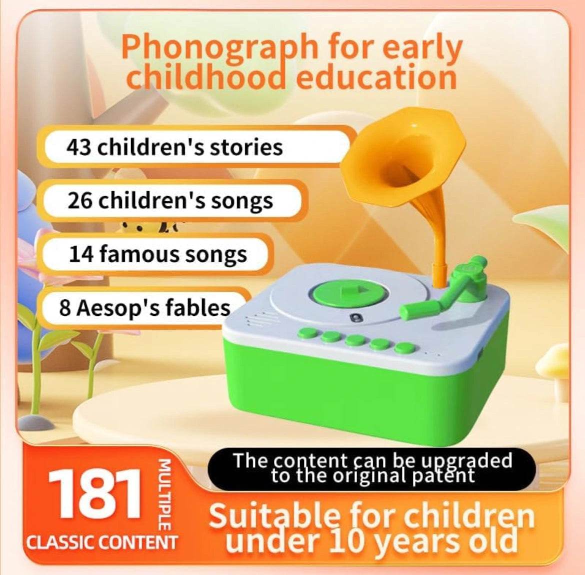 Kids Phonograph for Storytelling and Music Early Education - Toy Rush