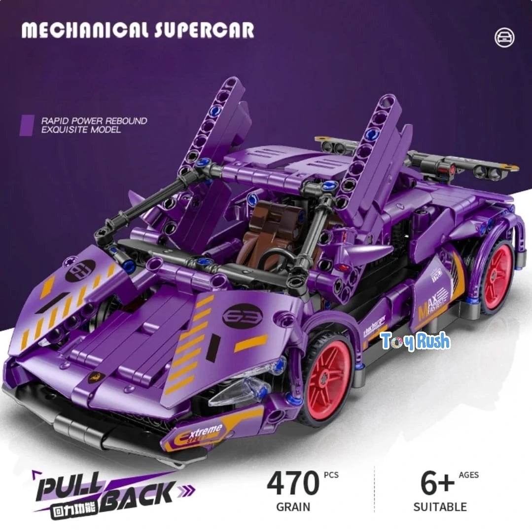 1:18 Scale Pull Back Lego Racing Car Building Block Set | Creative Assembly Toy for Collectors & Enthusiasts | Compatible Brick Model Kit for Racing Fans - Toy Rush