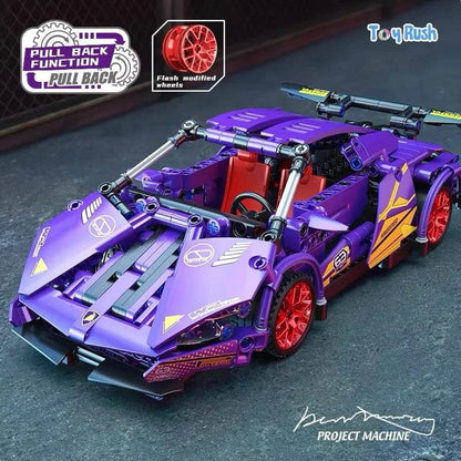 1:18 Scale Pull Back Lego Racing Car Building Block Set | Creative Assembly Toy for Collectors & Enthusiasts | Compatible Brick Model Kit for Racing Fans - Toy Rush