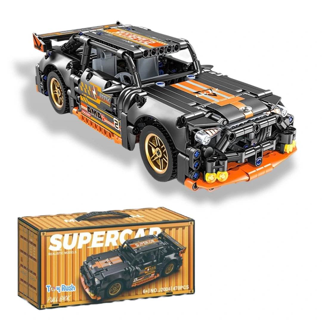 1:18 Scale Pull Back Lego Racing Car Building Block Set | Creative Assembly Toy for Collectors & Enthusiasts | Compatible Brick Model Kit for Racing Fans - Toy Rush