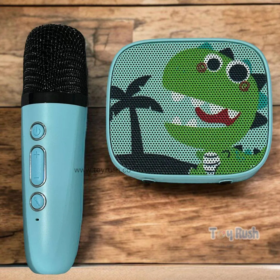 Portable Karaoke Mic With Bluetooth Speaker Dino Green