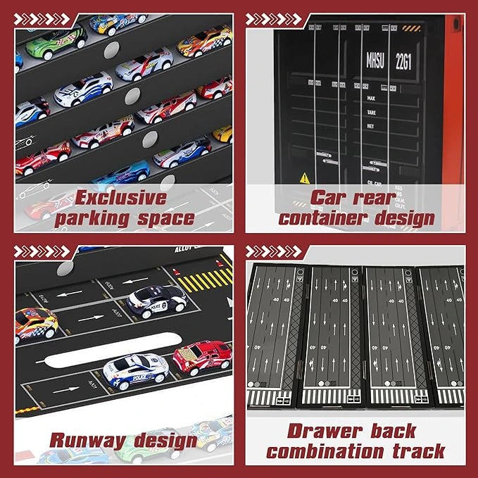 48pc Alloy Pull Back Car Set - Luxury Container Gift Box | Racing Cars with Tracks and More