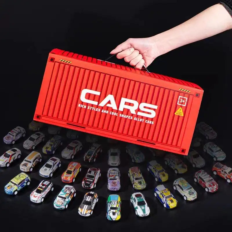 48pc Alloy Pull Back Car Set - Luxury Container Gift Box | Racing Cars with Tracks and More