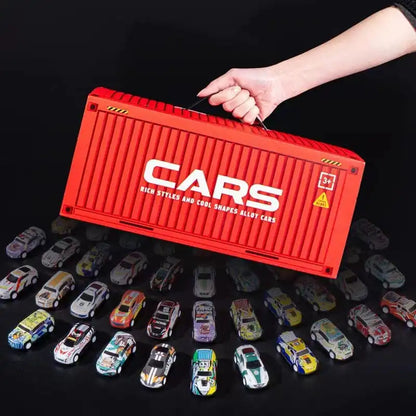 48pc Alloy Pull Back Car Set - Luxury Container Gift Box | Racing Cars with Tracks and More