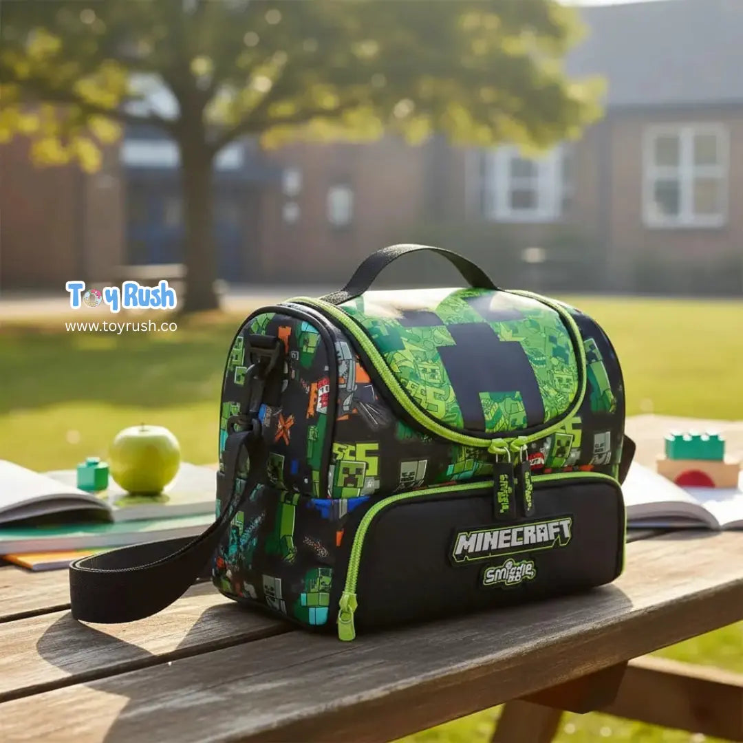 Smiggle Double Decker Kids Lunch Bag – School Lunch Box Bag with Carry Handle & Shoulder Strap