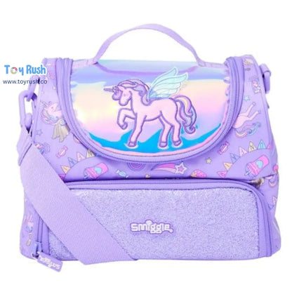 Smiggle Double Decker Kids Lunch Bag – School Lunch Box Bag with Carry Handle & Shoulder Strap