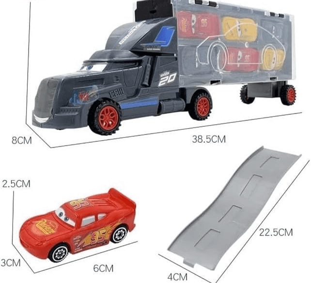 Transport Trucks for Kids with Slots for 6 Alloy Car Playset | Car Gift Toys for Toddlers (Die-cast) - Toy Rush