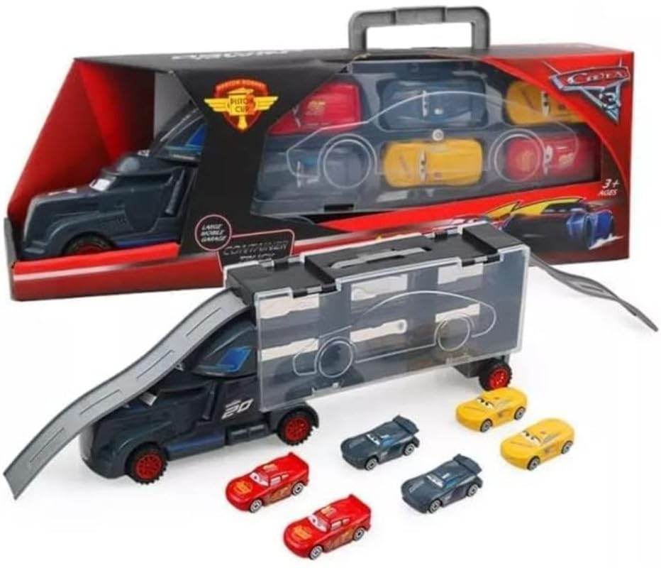 Transport Trucks for Kids with Slots for 6 Alloy Car Playset | Car Gift Toys for Toddlers (Die-cast) - Toy Rush