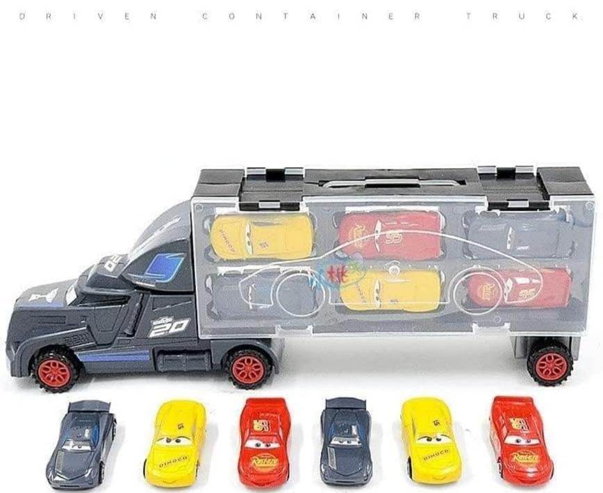 Transport Trucks for Kids with Slots for 6 Alloy Car Playset | Car Gift Toys for Toddlers (Die-cast) - Toy Rush