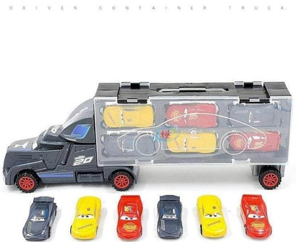 Transport Trucks for Kids with Slots for 6 Alloy Car Playset | Car Gift Toys for Toddlers (Die-cast) - Toy Rush