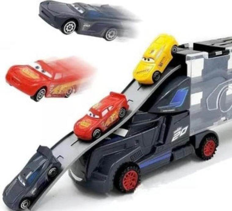Transport Trucks for Kids with Slots for 6 Alloy Car Playset | Car Gift Toys for Toddlers (Die-cast) - Toy Rush