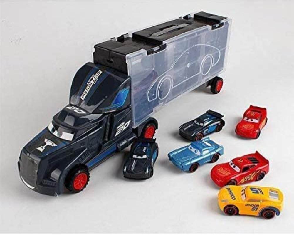 Transport Trucks for Kids with Slots for 6 Alloy Car Playset | Car Gift Toys for Toddlers (Die-cast) - Toy Rush