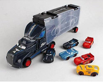 Transport Trucks for Kids with Slots for 6 Alloy Car Playset | Car Gift Toys for Toddlers (Die-cast) - Toy Rush