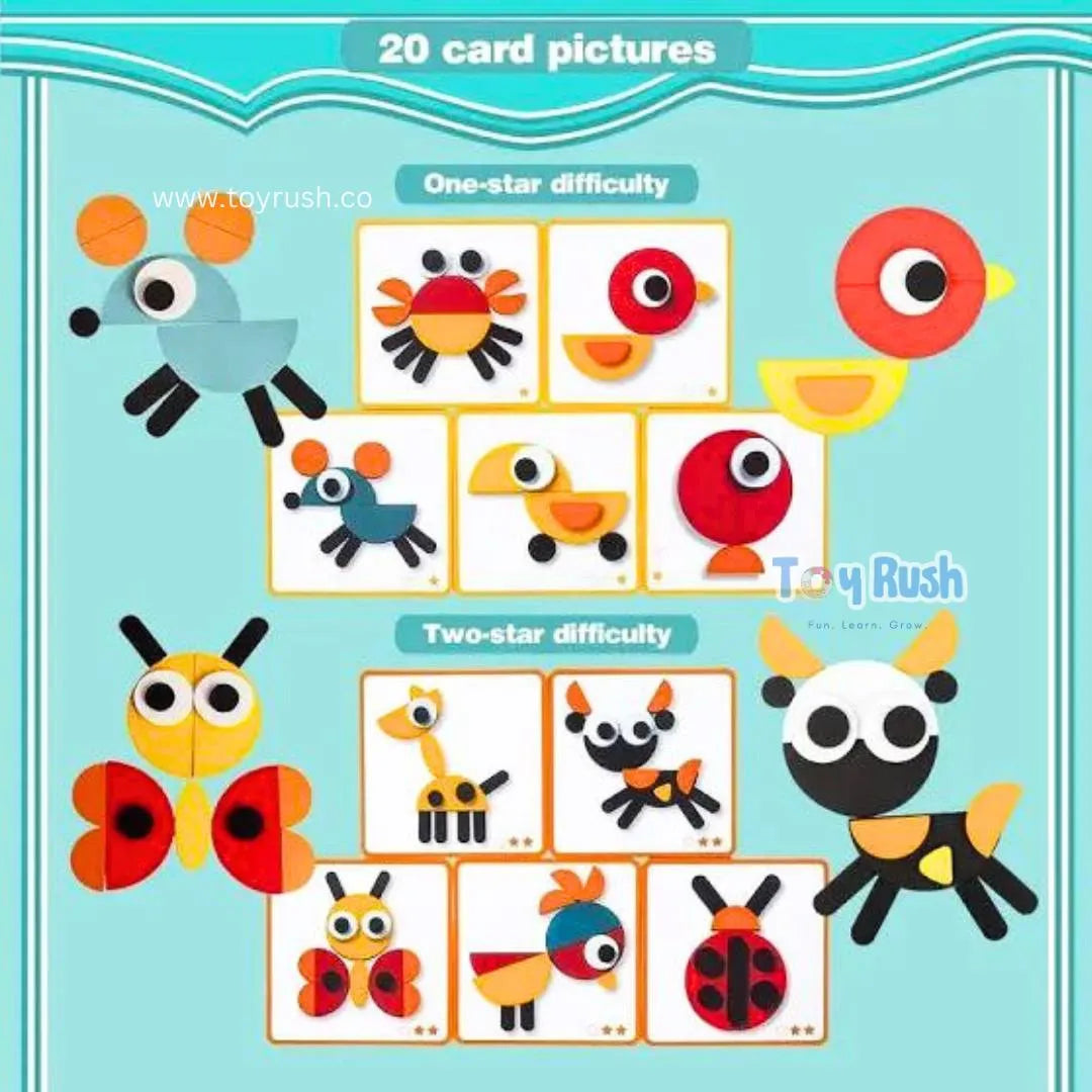 Wooden Blocks Puzzle Set Premium - Stack and Learn Colorful Block Game for Creative Kids