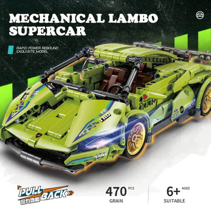 1:18 Scale Pull Back Lego Racing Car Building Block Set | Creative Assembly Toy for Collectors & Enthusiasts | Compatible Brick Model Kit for Racing Fans - Toy Rush