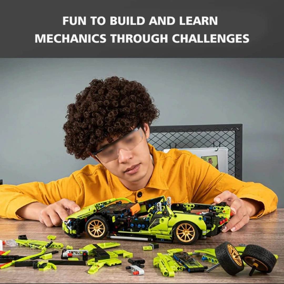 1:18 Scale Pull Back Lego Racing Car Building Block Set | Creative Assembly Toy for Collectors & Enthusiasts | Compatible Brick Model Kit for Racing Fans - Toy Rush