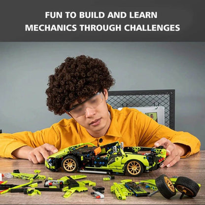 1:18 Scale Pull Back Lego Racing Car Building Block Set | Creative Assembly Toy for Collectors & Enthusiasts | Compatible Brick Model Kit for Racing Fans - Toy Rush