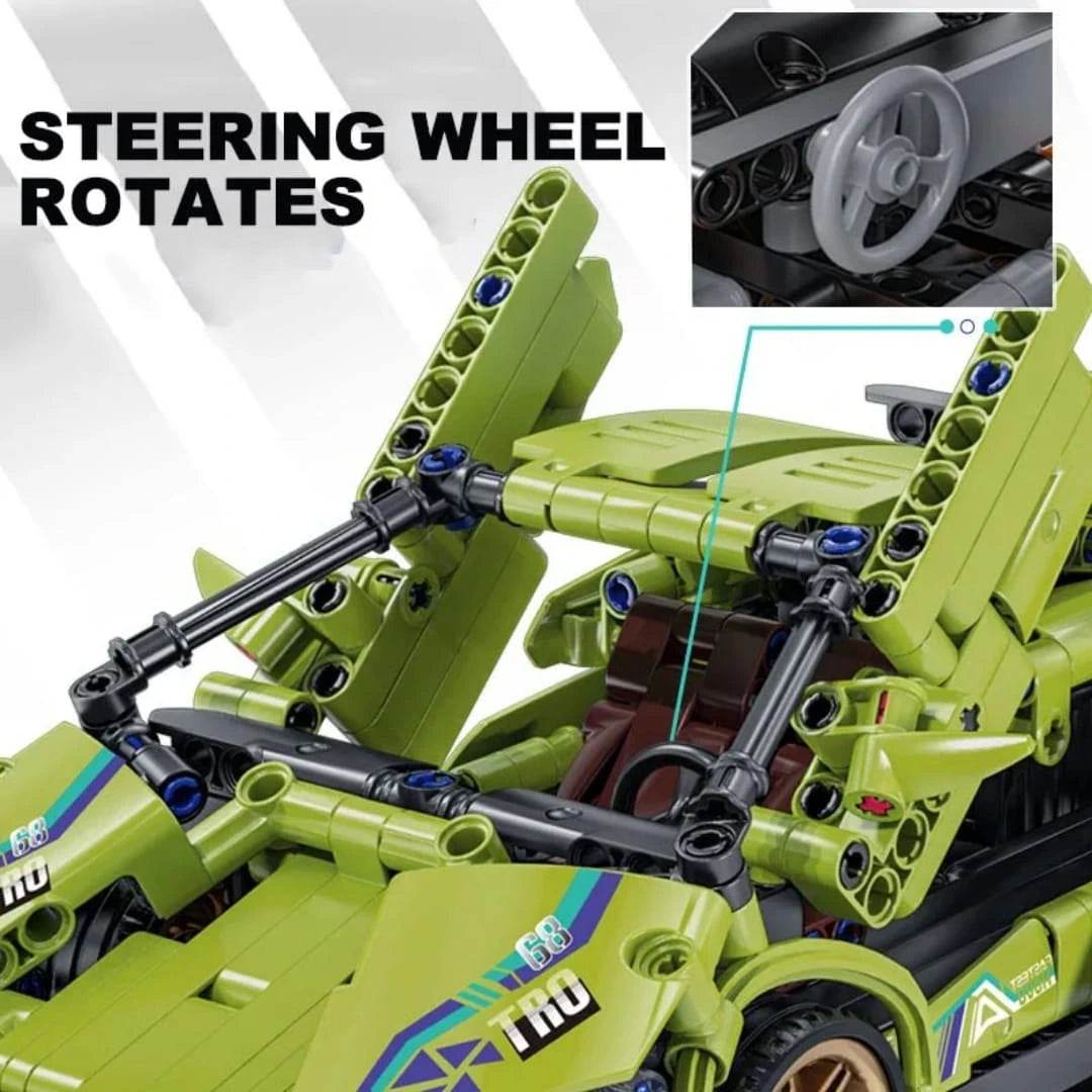 1:18 Scale Pull Back Lego Racing Car Building Block Set | Creative Assembly Toy for Collectors & Enthusiasts | Compatible Brick Model Kit for Racing Fans - Toy Rush