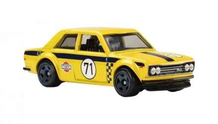 Hot Wheels '71 Datsun 510 die-cast car – Yellow, Rally Race series