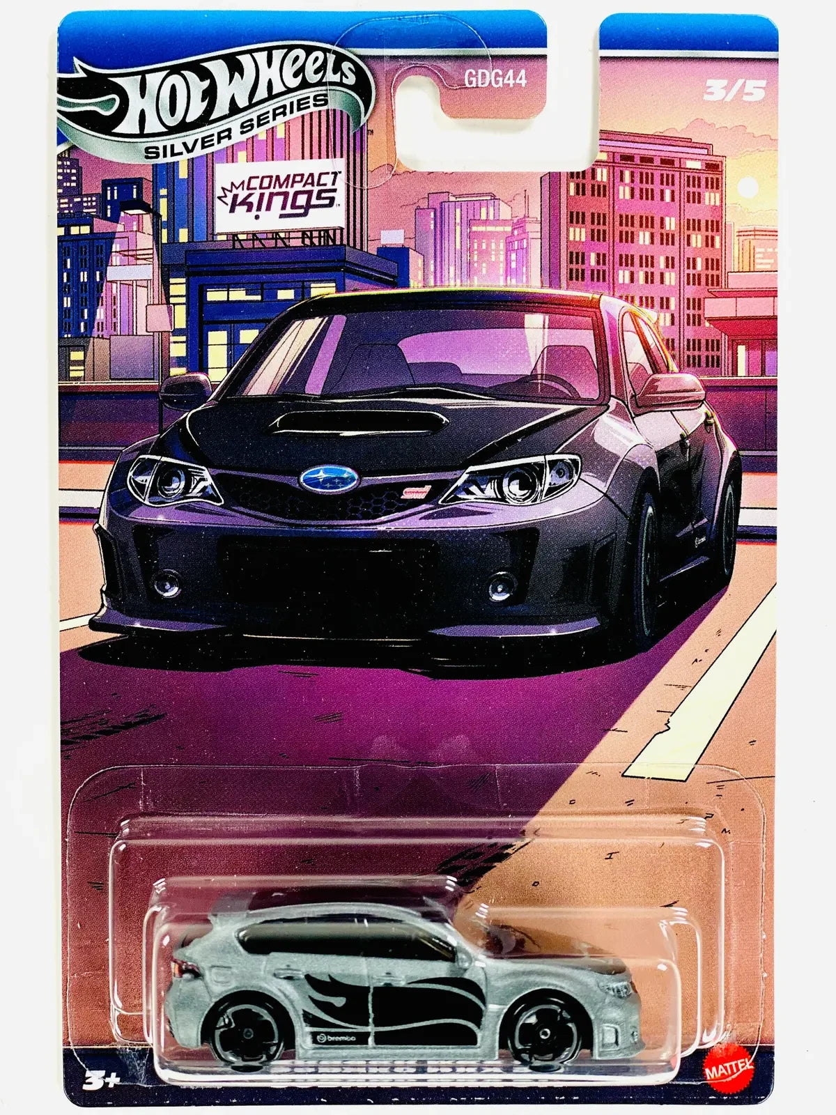 Hot Wheels Subaru WRX STI die-cast car, grey – Compact Kings series