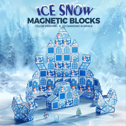 Snow Ice Blocks Ice Snow Magnetic Blocks (68 Pieces) | Magnetic Building Blocks Set fo ...