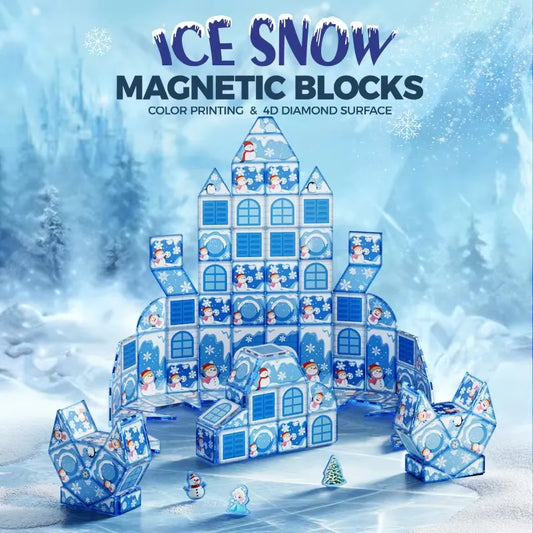 Ice Snow Magnetic Blocks (68 Pieces) | Magnetic Building Blocks Set for Kids