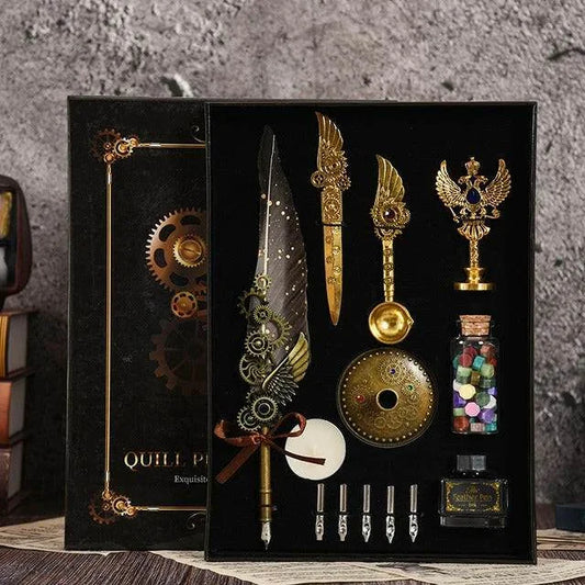 Quill Pen Set, Antique Calligraphy Feather Pen Set | Premium Gift Box - Toy Rush