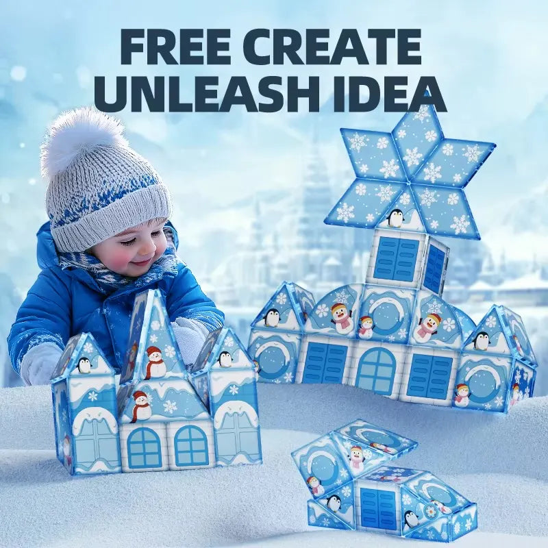 Ice Snow Magnetic Blocks (68 Pieces) | Magnetic Building Blocks Set for Kids